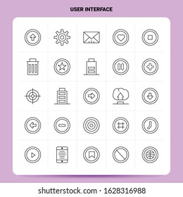 OutLine 25 User Interface Icon set. Vector Line Style Design Black Icons Set. Linear pictogram pack. Web and Mobile Business ideas design Vector Illustration.