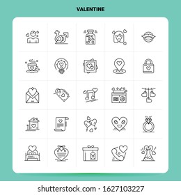 OutLine 25 Valentine Icon set. Vector Line Style Design Black Icons Set. Linear pictogram pack. Web and Mobile Business ideas design Vector Illustration.