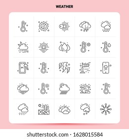 OutLine 25 Weather Icon set. Vector Line Style Design Black Icons Set. Linear pictogram pack. Web and Mobile Business ideas design Vector Illustration.