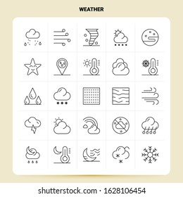 OutLine 25 Weather Icon set. Vector Line Style Design Black Icons Set. Linear pictogram pack. Web and Mobile Business ideas design Vector Illustration.