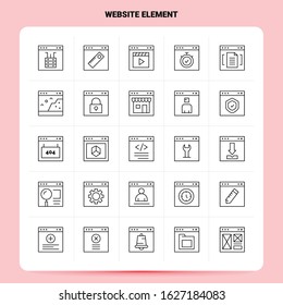 OutLine 25 Website Element Icon set. Vector Line Style Design Black Icons Set. Linear pictogram pack. Web and Mobile Business ideas design Vector Illustration.