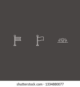 Outline 3 american icon set. flag and pork vector illustration