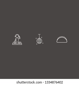 Outline 3 club icon set. dj, disco ball and sandwich vector illustration