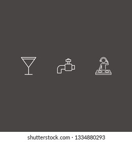 Outline 3 club icon set. cocktail, dj and tap vector illustration