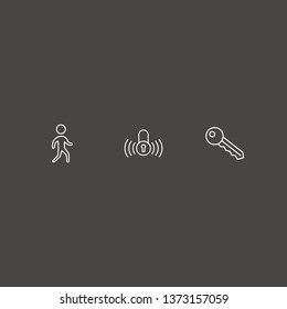 Outline 3 driver icon set. lock signal, key and pedestrian vector illustration