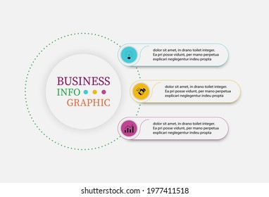 Outline 3 elements of modern colorful menu infographics template. Vector illustration with 3 steps, options, marketing icons. Can use workflow layout, diagram, business element, banner, web design.