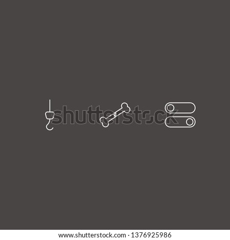 Outline 3 emergency icon set. broken bone, switch button and towing hook vector illustration