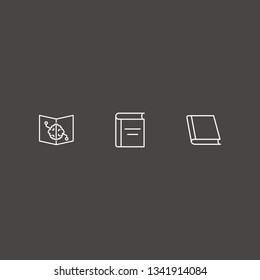 Outline 3 learning icon set. book with brain and book vector illustration