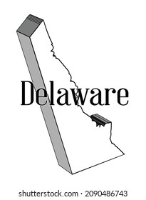 Mapa de esquema 3 del estado de Delaware sobre fondo blanco