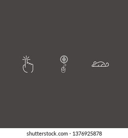 Outline 3 mouse icon set. click, ethereum coin with mouse and rat vector illustration
