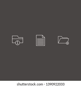 Outline 3 organize icon set. document, information folder and add folder vector illustration