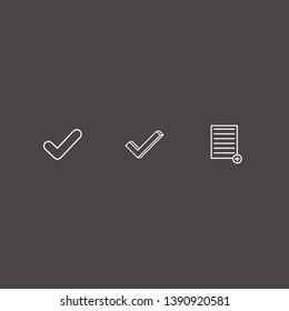 Outline 3 pencil icon set. add document and check vector illustration