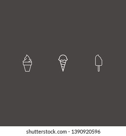 Outline 3 scoop icon set. ice cream vector illustration