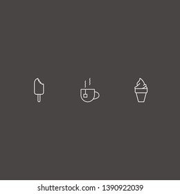 Outline 3 scoop icon set. tea and ice cream vector illustration