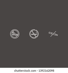 Outline 3 smoking icon set. no smoking vector illustration