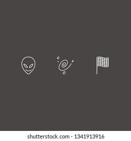 Outline 3 star icon set. alien, flag and cosmos vector illustration