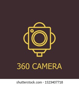 Outline 360 camera vector icon. 360 camera illustration for web, mobile apps, design. 360 camera vector symbol.