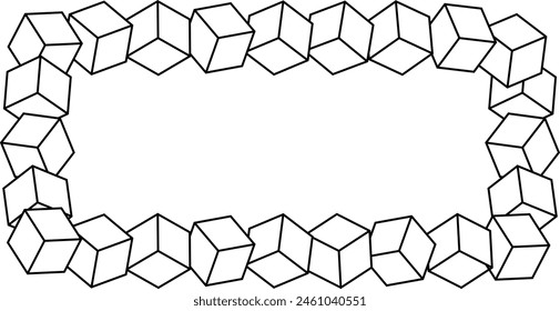 outline 3d cube frame with copy space for text or design