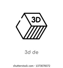 outline 3d de vector icon. isolated black simple line element illustration from education concept. editable vector stroke 3d de icon on white background