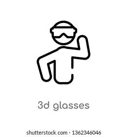outline 3d glasses vector icon. isolated black simple line element illustration from outdoor activities concept. editable vector stroke 3d glasses icon on white background