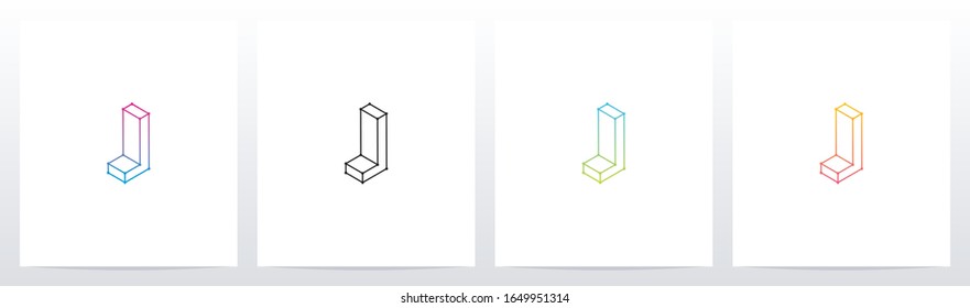 Esquema del diseño del logotipo de letras 3D J