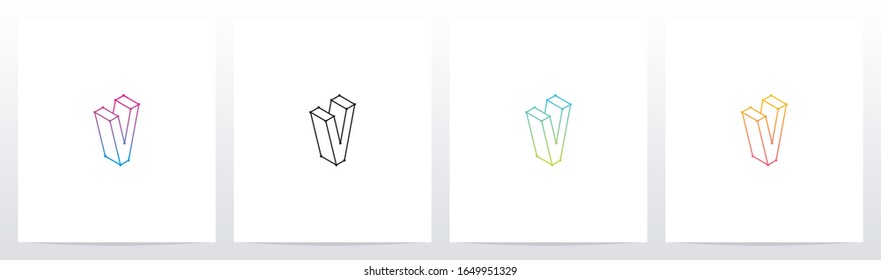 Outline Of 3D Letter Logo Design V