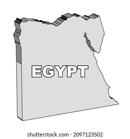 Outline 3D map of the Arab League country of Egypt