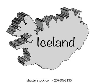 Outline 3D map of Iceland over a white background