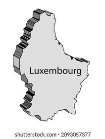 Outline 3D map of Luxembourg over a white background