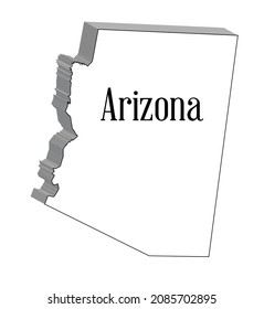 Outline 3D map of the state of Arizona set on a white background