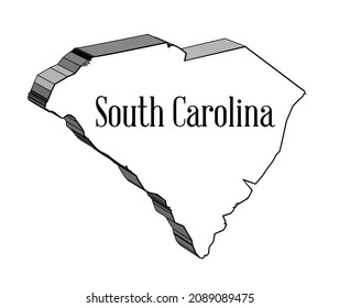 Outline 3D map of the state of South Carolina