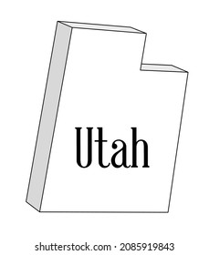 Esquema del mapa 3D del estado de Utah sobre un fondo blanco