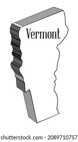 Outline 3D map of the state of Vermont