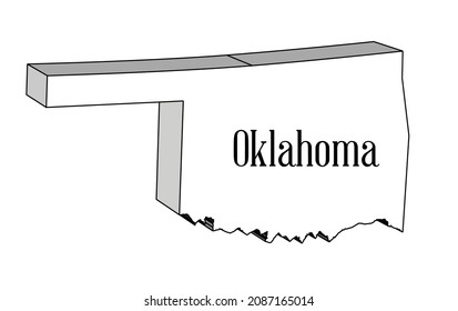 Outline 3D map of the USA state of Oklahoma