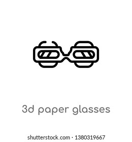 outline 3d paper glasses vector icon. isolated black simple line element illustration from cinema concept. editable vector stroke 3d paper glasses icon on white background