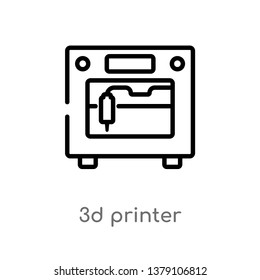 outline 3d printer vector icon. isolated black simple line element illustration from future technology concept. editable vector stroke 3d printer icon on white background