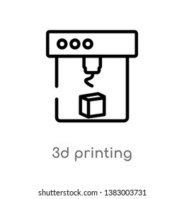 outline 3d printing vector icon. isolated black simple line element illustration from general-1 concept. editable vector stroke 3d printing icon on white background