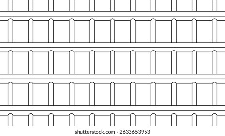 Outline 3d  sketch of metal prison bars with horizontal and vertical supports. Ideal for crime, seamless,background,wallpaper,security, or barrier concepts in vector illustration. 