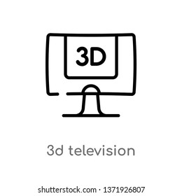 outline 3d television vector icon. isolated black simple line element illustration from cinema concept. editable vector stroke 3d television icon on white background