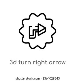 outline 3d turn right arrow vector icon. isolated black simple line element illustration from user interface concept. editable vector stroke 3d turn right arrow icon on white background