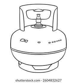 outline of a 3kg LPG gas cylinder in green. Kids coloring page