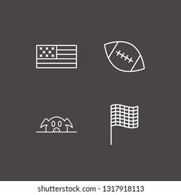 Outline 4 american icon set. american football, pork, usa flag and flag vector illustration