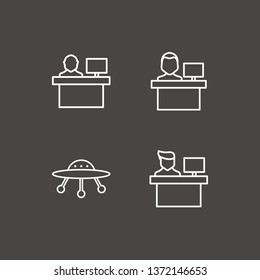 Outline 4 area icon set. reception and ufo vector illustration
