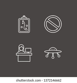 Outline 4 area icon set. prohibition, clipboard with tactic, reception and ufo vector illustration