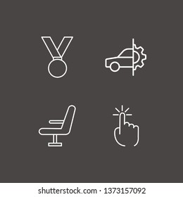 Outline 4 arm icon set. car service, click, medal and chair vector illustration
