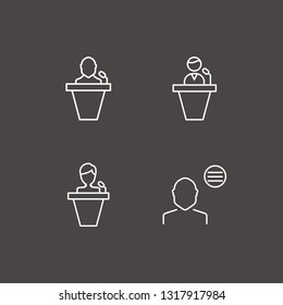 Outline 4 assistant icon set. speaker human and user menu vector illustration