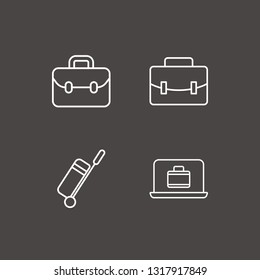 Outline 4 baggage icon set. travel bag, suitcase and laptop with suitcase vector illustration