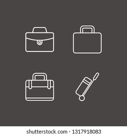 Outline 4 baggage icon set. travel bag and suitcase vector illustration