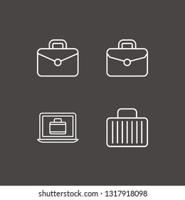 Outline 4 baggage icon set. laptop with suitcase and suitcase vector illustration