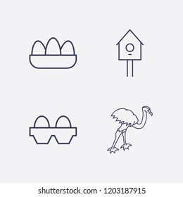 Outline 4 bird icon set. egg, flamingo and bird home vector illustration